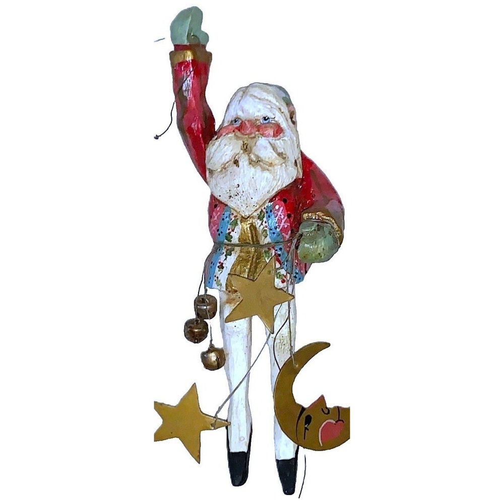 1989 House of Hatten Vintage Santa Elf Lassos Moon & Stars OOAK Hand Painted 10"